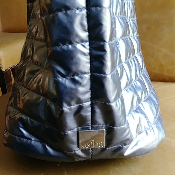 Kooba silver metallic puffer puffy quilted shoulder bag tote - Picture 11 of 12